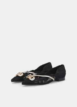 Liu Jo Ballerines en dentelle avec logo bijou|Femme Mocassins
