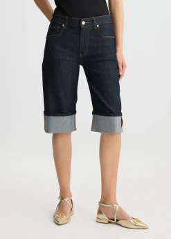 Liu Jo Bermuda en toile denim avec revers|Femme Jeans Skinny