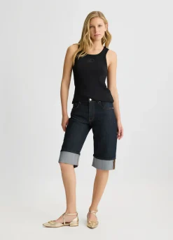Liu Jo Bermuda en toile denim avec revers|Femme Jeans Skinny
