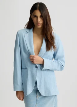 Liu Jo Blazer en denim à rayures craie|Femme Vestes|Tailleurs