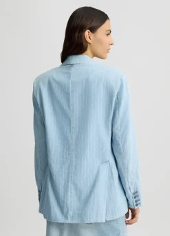 Liu Jo Blazer en denim à rayures craie|Femme Vestes|Tailleurs