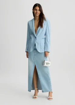 Liu Jo Blazer en denim à rayures craie|Femme Vestes|Tailleurs