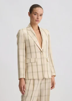 Liu Jo Blazer en lin à carreaux|Femme Vestes|Tailleurs