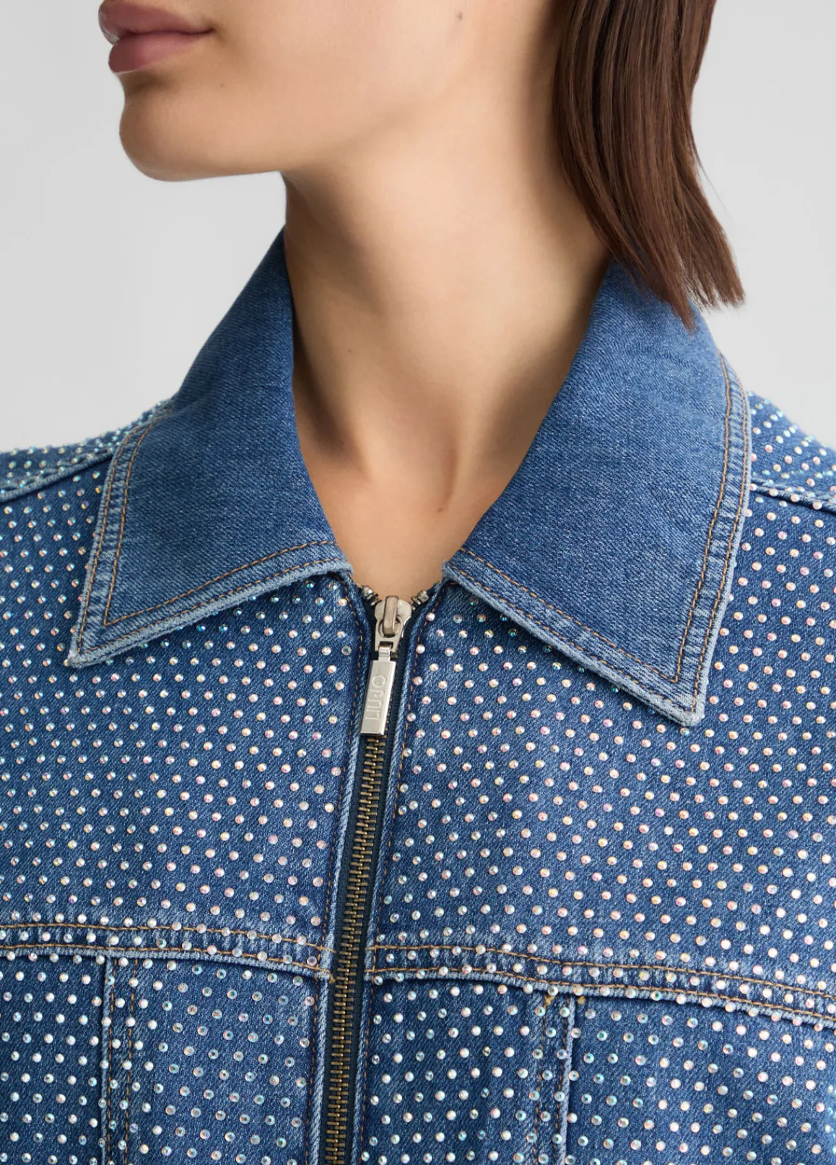 Liu Jo Blouson en toile denim avec strass|Femme Vestes