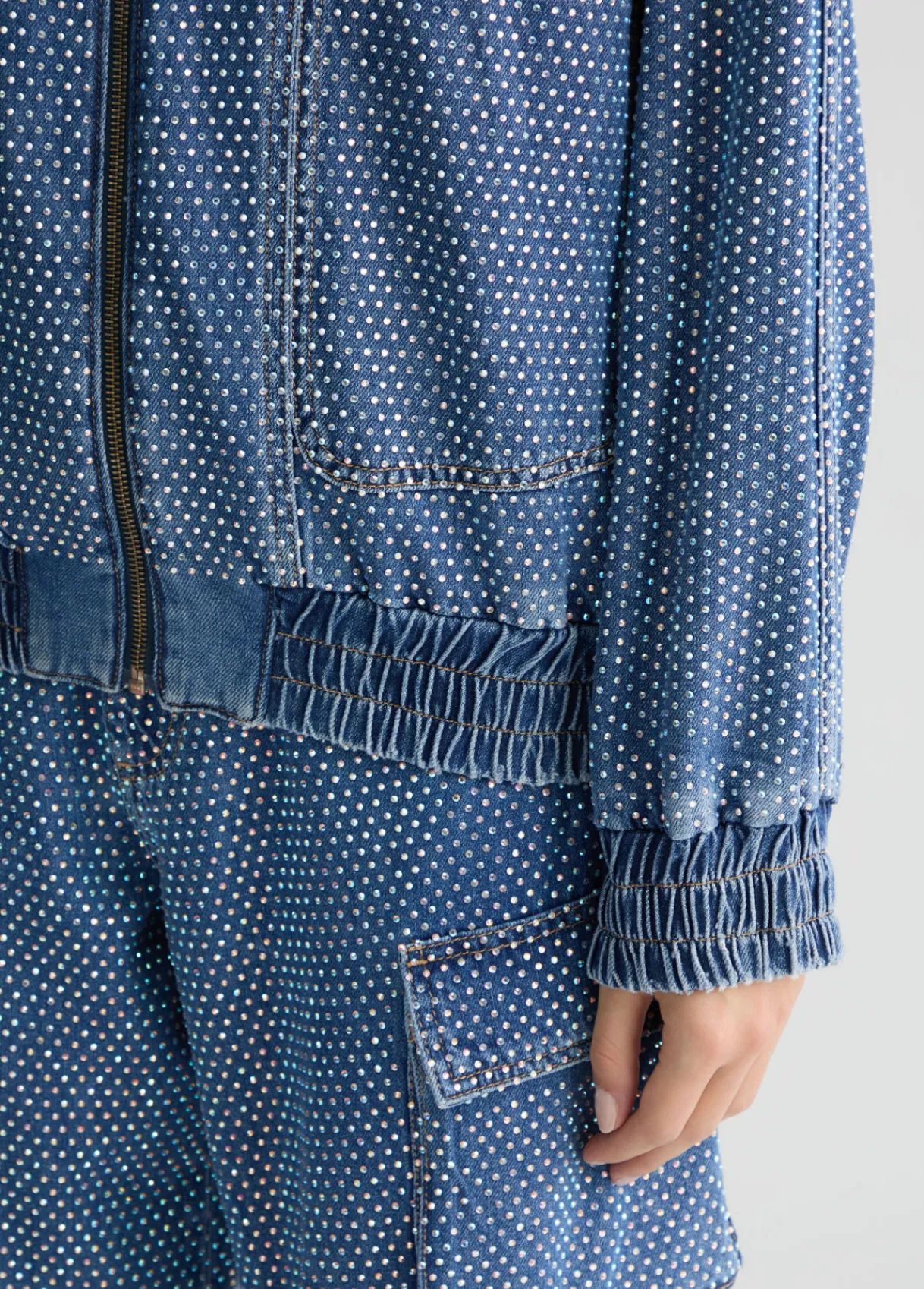 Liu Jo Blouson en toile denim avec strass|Femme Vestes