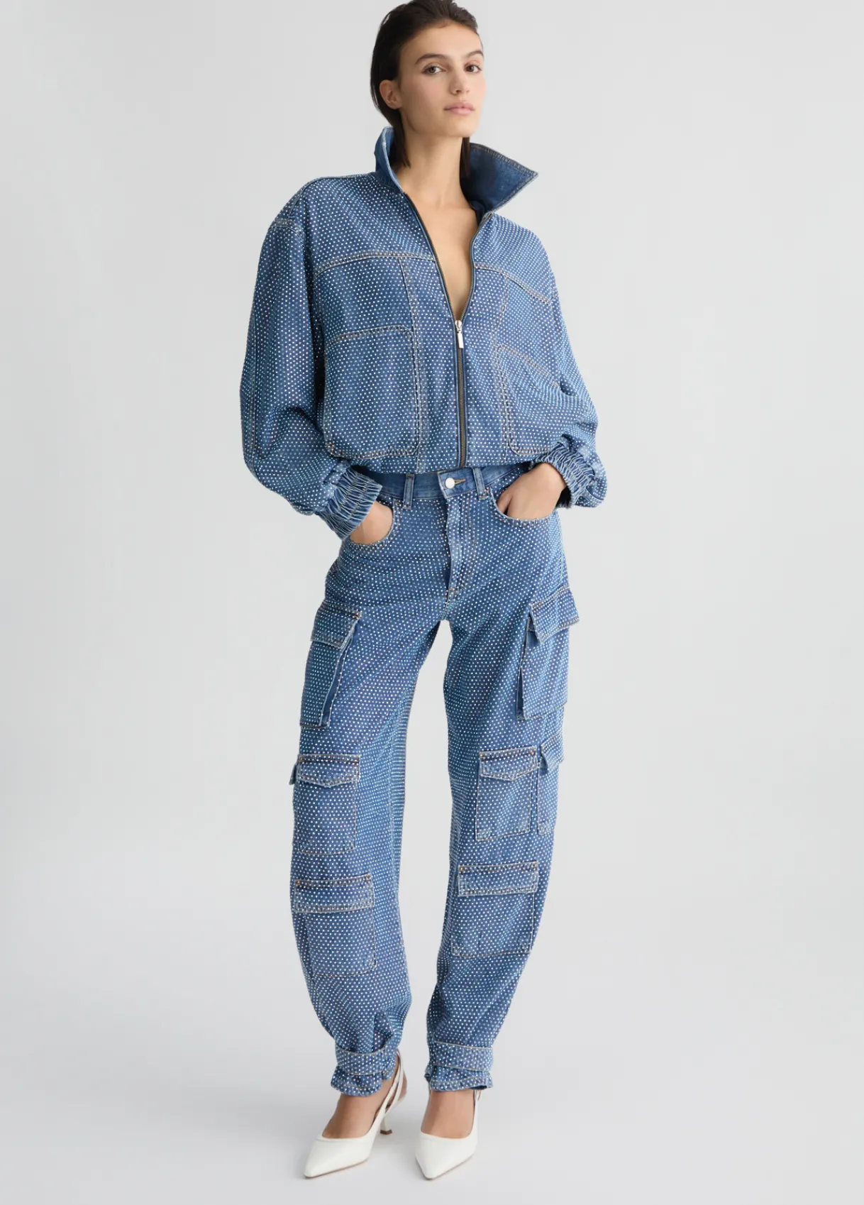 Liu Jo Blouson en toile denim avec strass|Femme Vestes