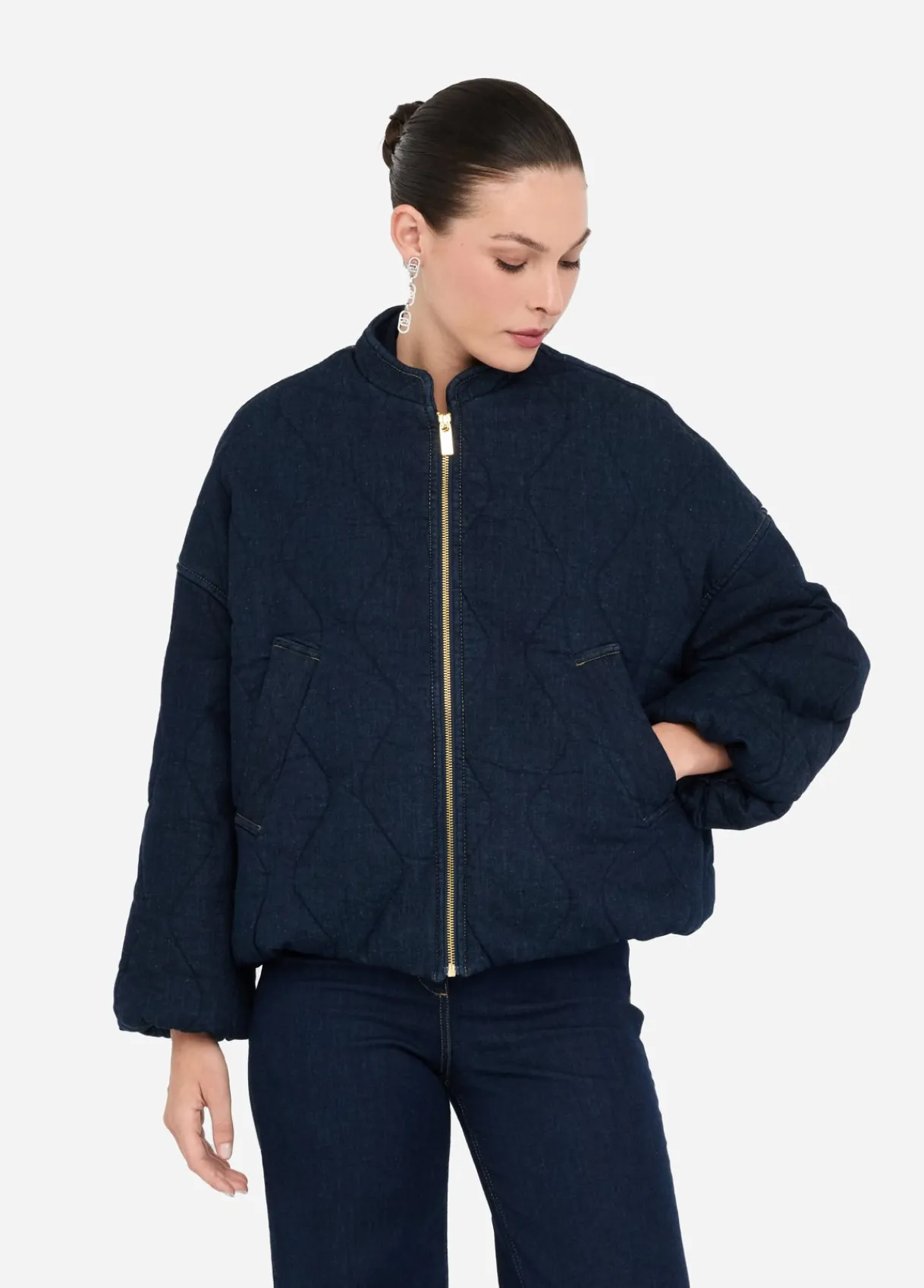 Liu Jo Bomber en toile denim matelassée|Femme Manteaux