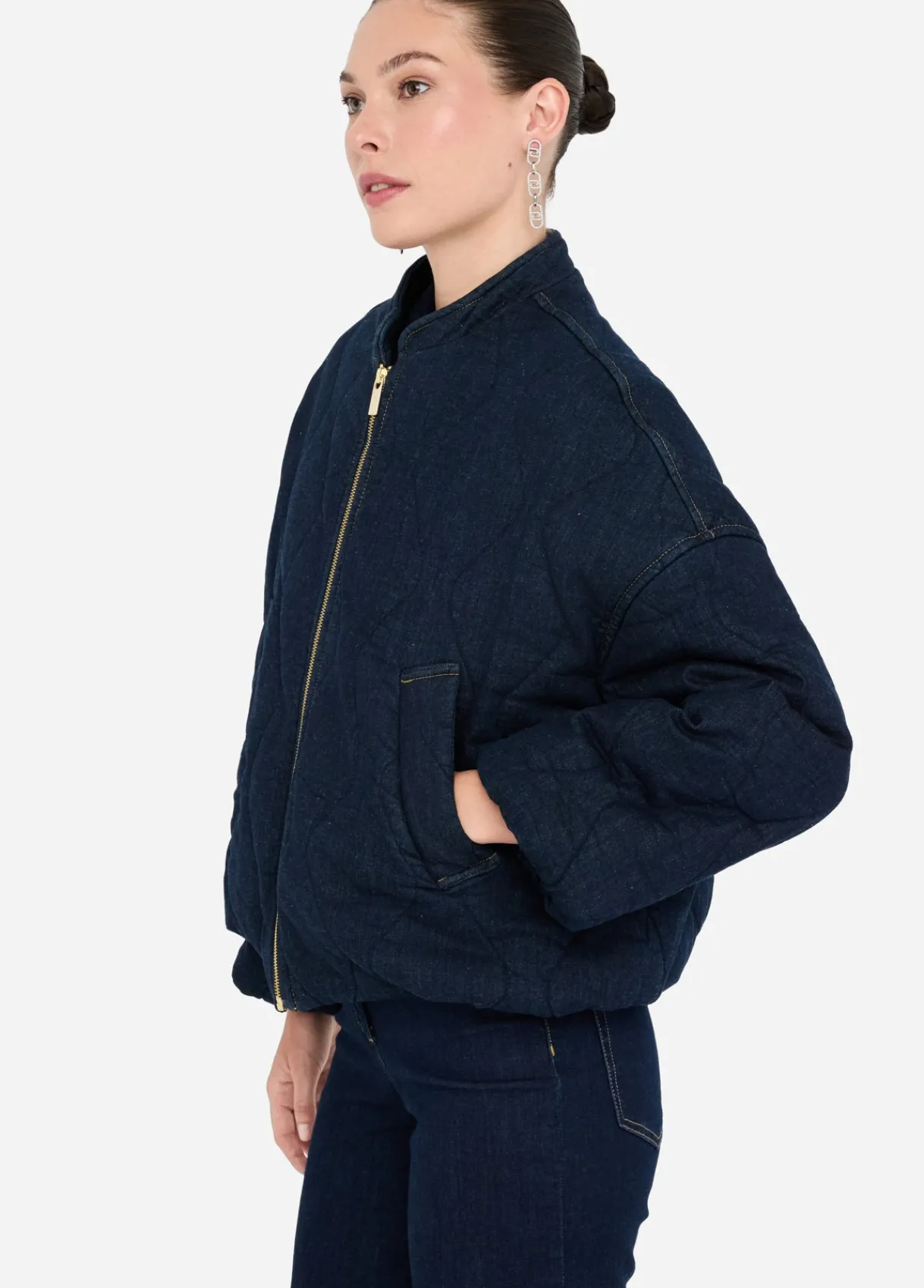 Liu Jo Bomber en toile denim matelassée|Femme Manteaux