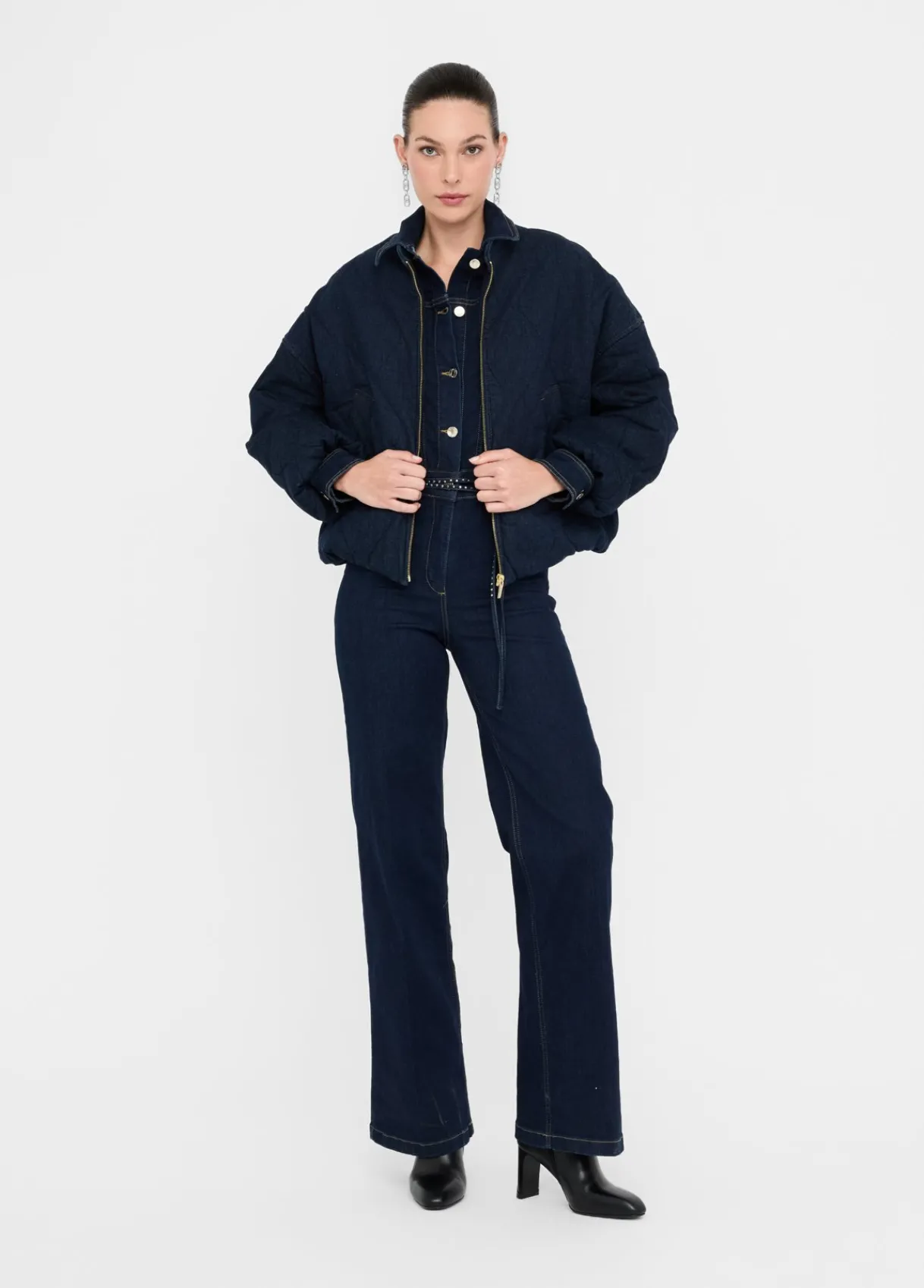 Liu Jo Bomber en toile denim matelassée|Femme Manteaux