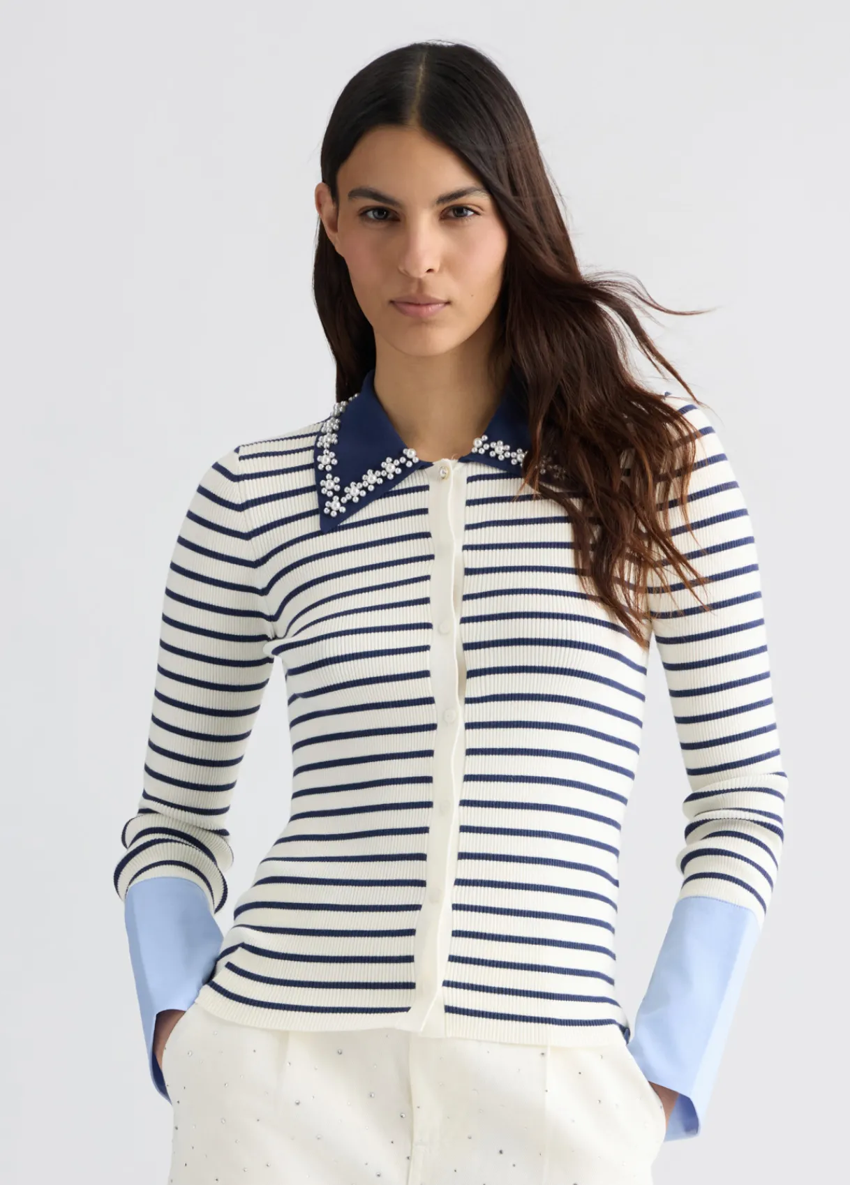 Liu Jo Cardigan à rayures avec col|Femme Mailles