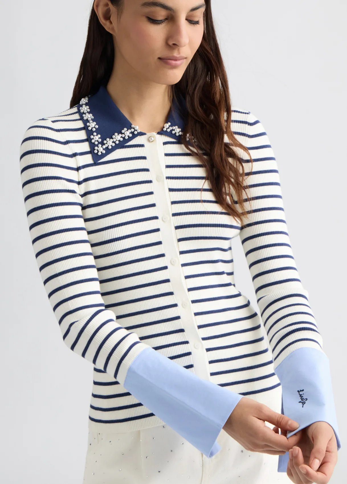Liu Jo Cardigan à rayures avec col|Femme Mailles