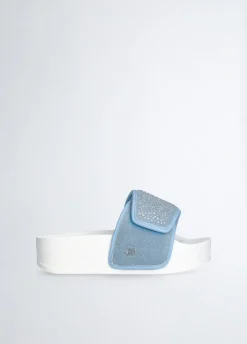 Liu Jo Chaussons compensés en denim avec strass|Femme Mocassins