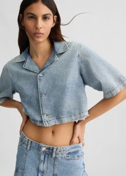 Liu Jo Chemise cropped en jean|Femme Chemises Et Blouses