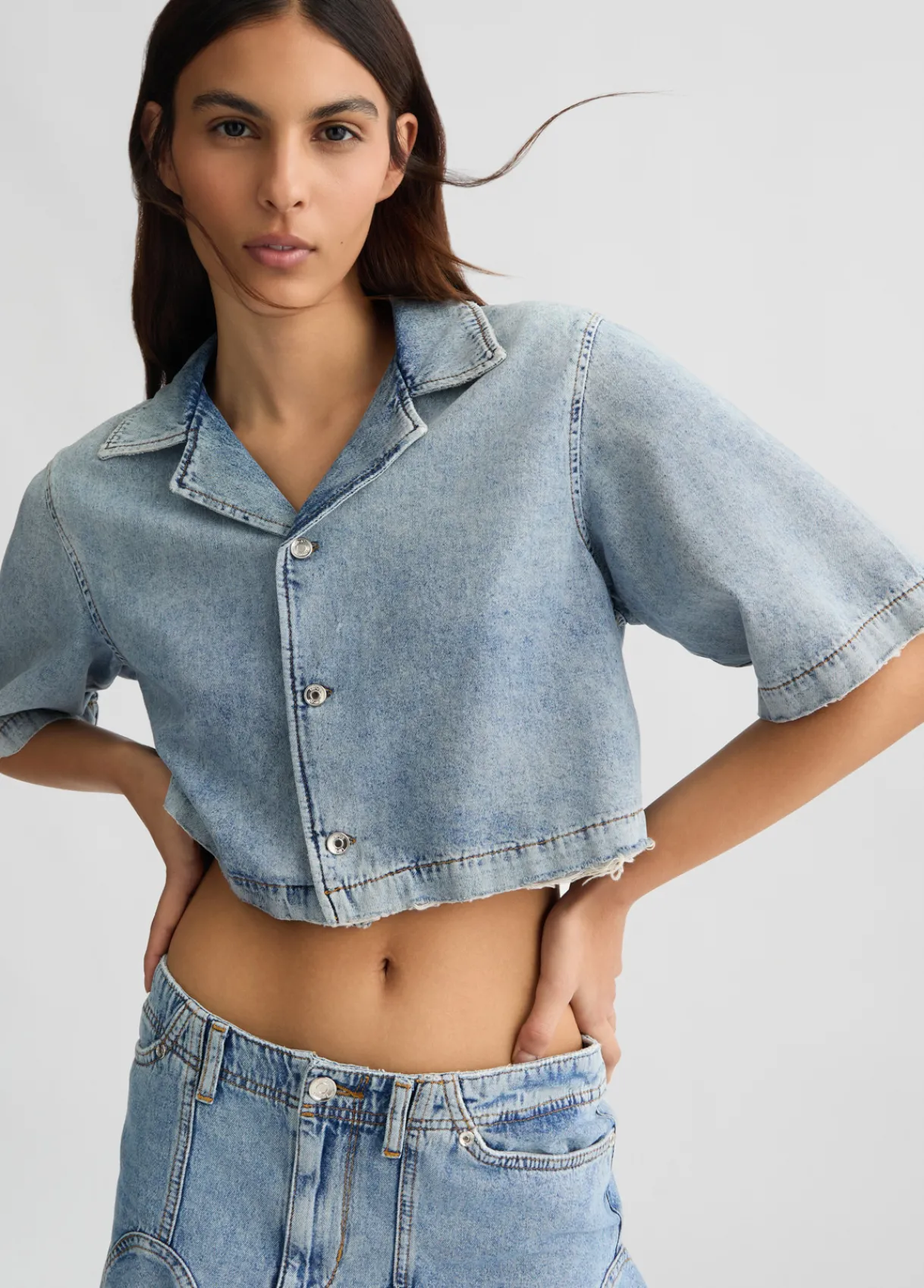Liu Jo Chemise cropped en jean|Femme Chemises Et Blouses
