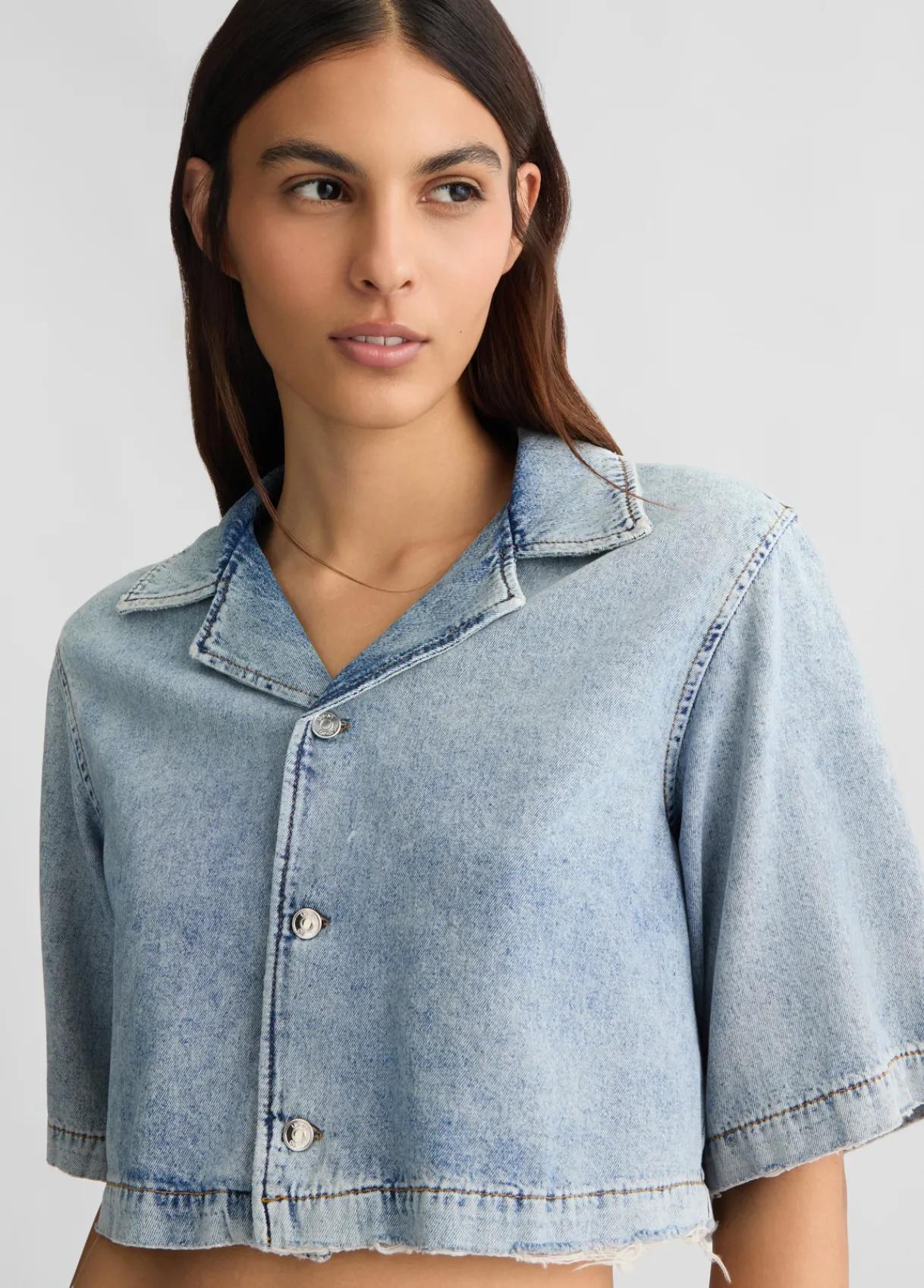 Liu Jo Chemise cropped en jean|Femme Chemises Et Blouses