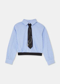 Liu Jo Chemise en coton à rayures avec cravate|Enfant Pull Et Sweatshirts