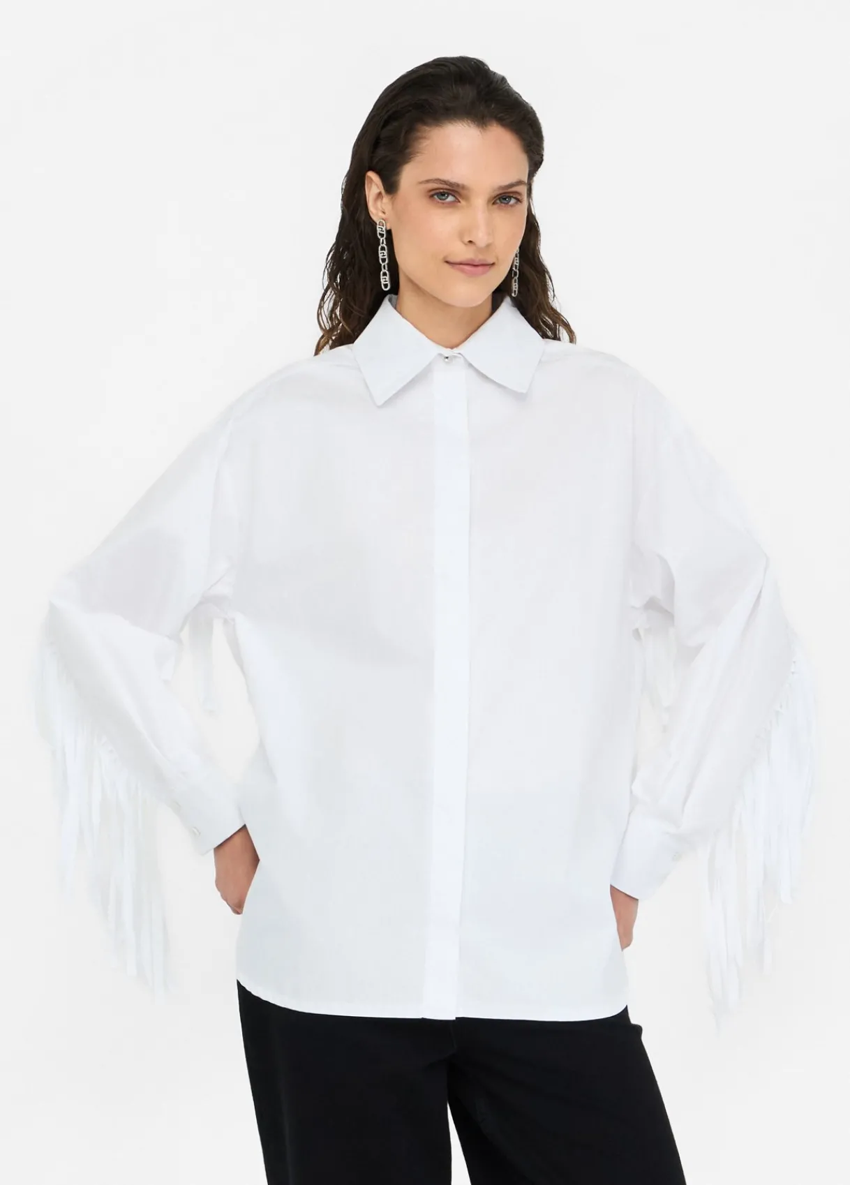 Liu Jo Chemise en popeline avec franges|Femme Chemises Et Blouses