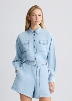 Liu Jo Combinaison en denim à rayures craie|Femme Robes
