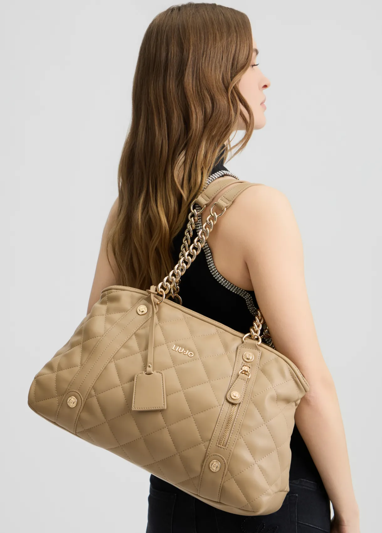 Liu Jo Fourre-tout format moyen matelassé avec charm|Femme Sac Shopper