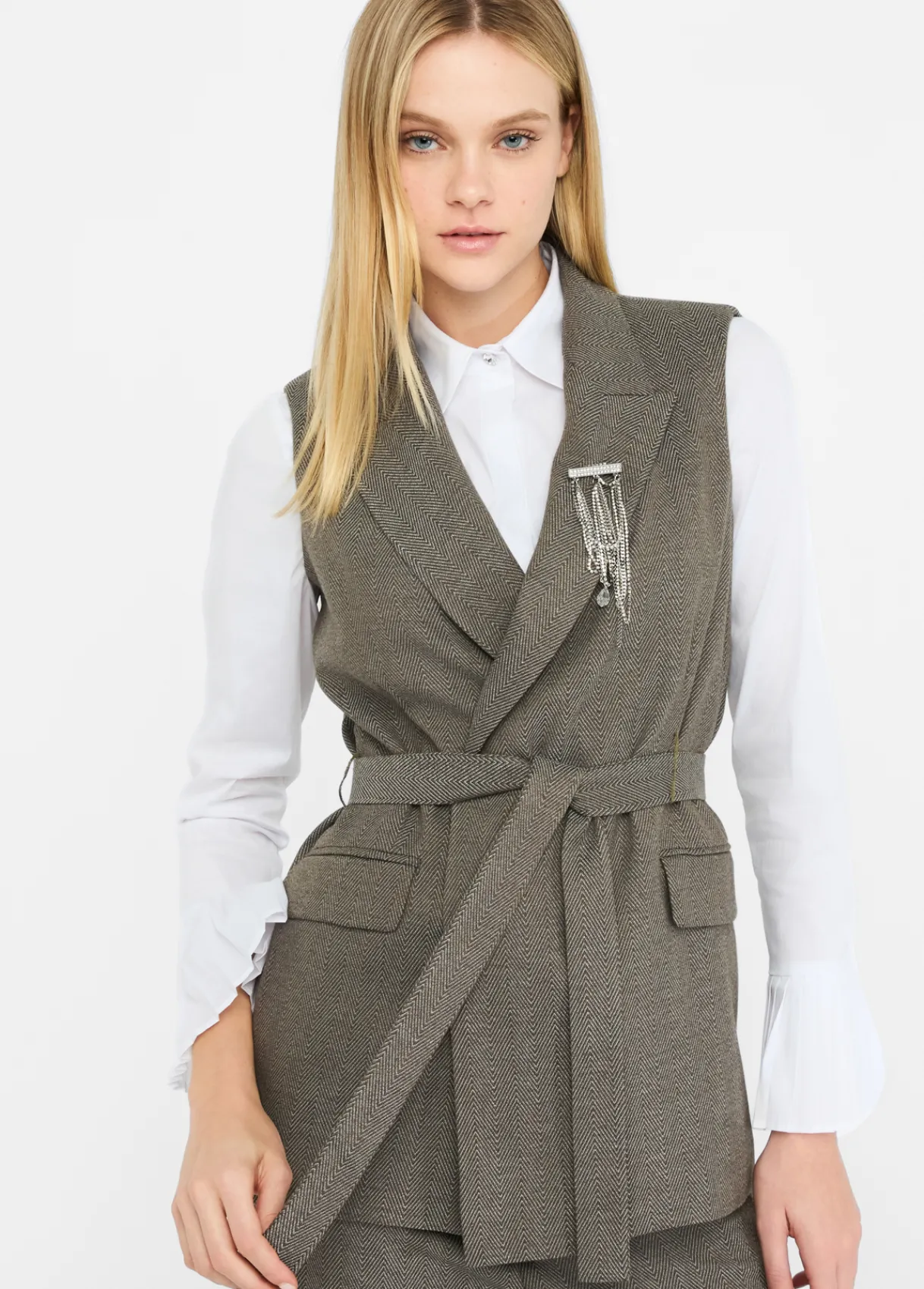 Liu Jo Gilet à chevrons avec ceinture|Femme Vestes