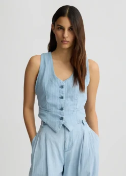 Liu Jo Gilet en denim à rayures craie|Femme Vestes|Tailleurs