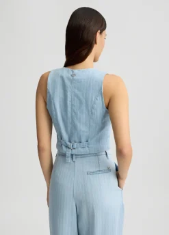 Liu Jo Gilet en denim à rayures craie|Femme Vestes|Tailleurs