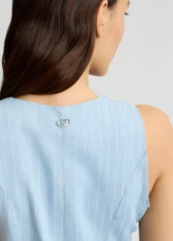 Liu Jo Gilet en denim à rayures craie|Femme Vestes|Tailleurs