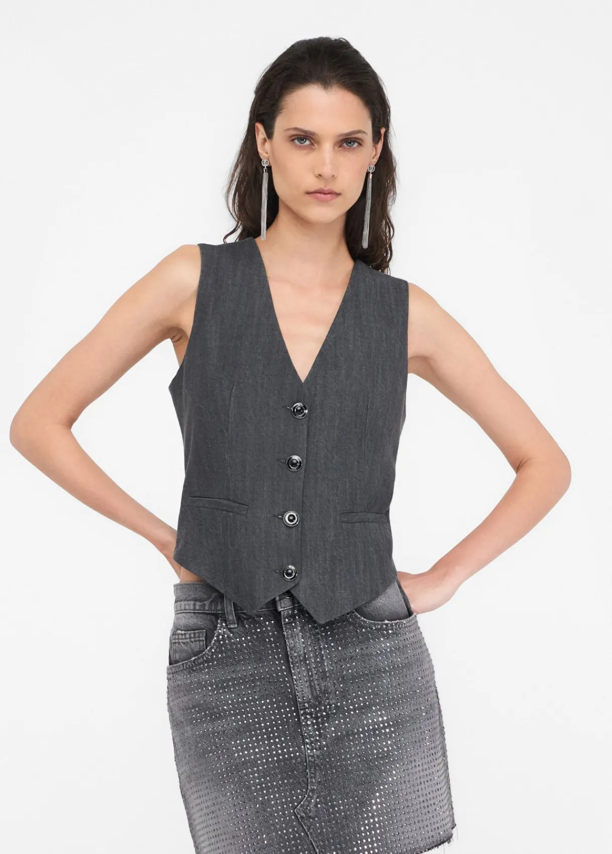 Liu Jo Gilet en toile denim|Femme Vestes|Tailleurs