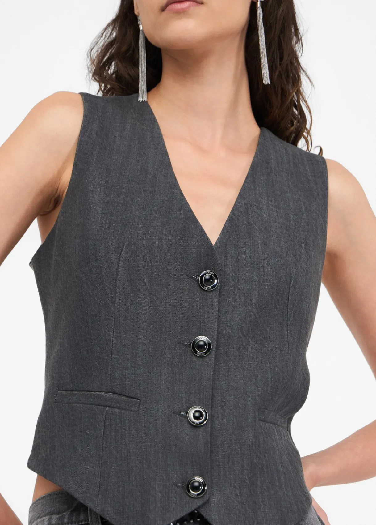 Liu Jo Gilet en toile denim|Femme Vestes|Tailleurs