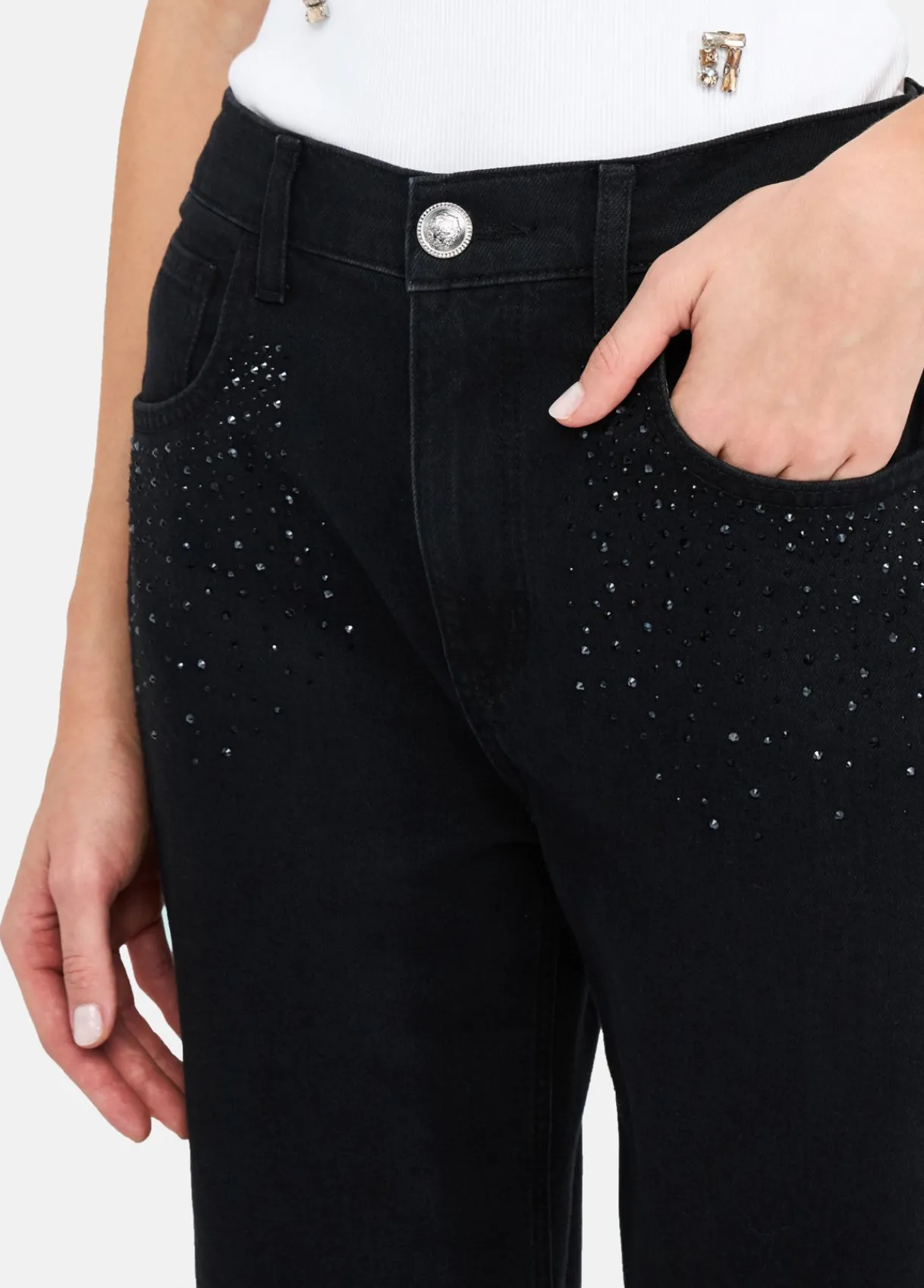 Liu Jo Jean boyfriend avec strass|Femme Jeans Droit