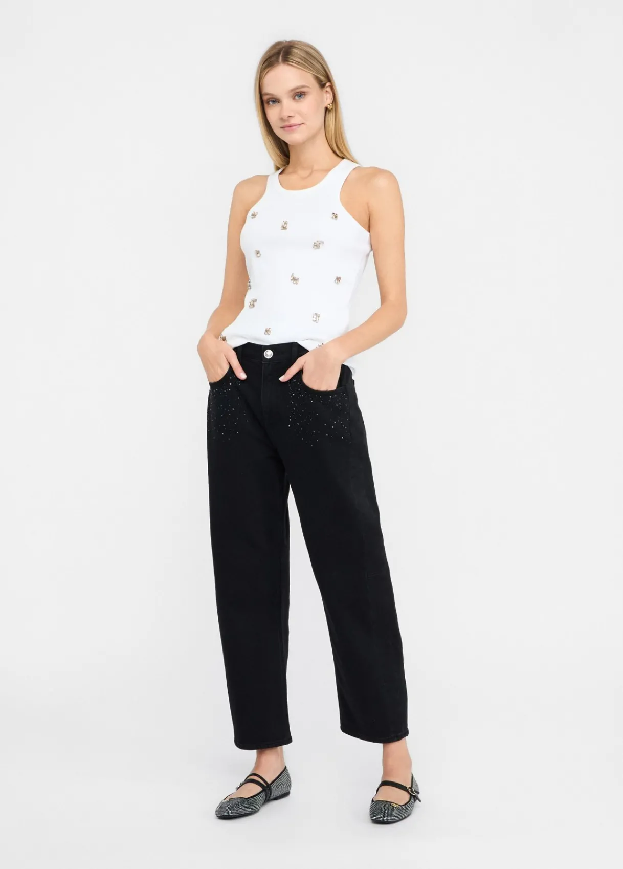 Liu Jo Jean boyfriend avec strass|Femme Jeans Droit