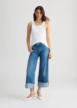 Liu Jo Jean cropped avec revers|Femme Jeans Droit