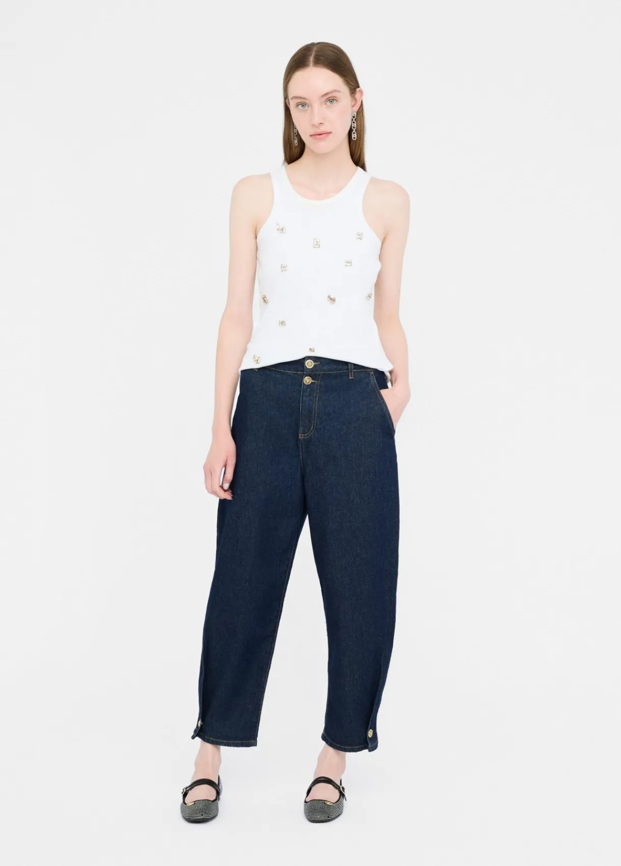 Liu Jo Jean cropped balloon|Femme Jeans Droit