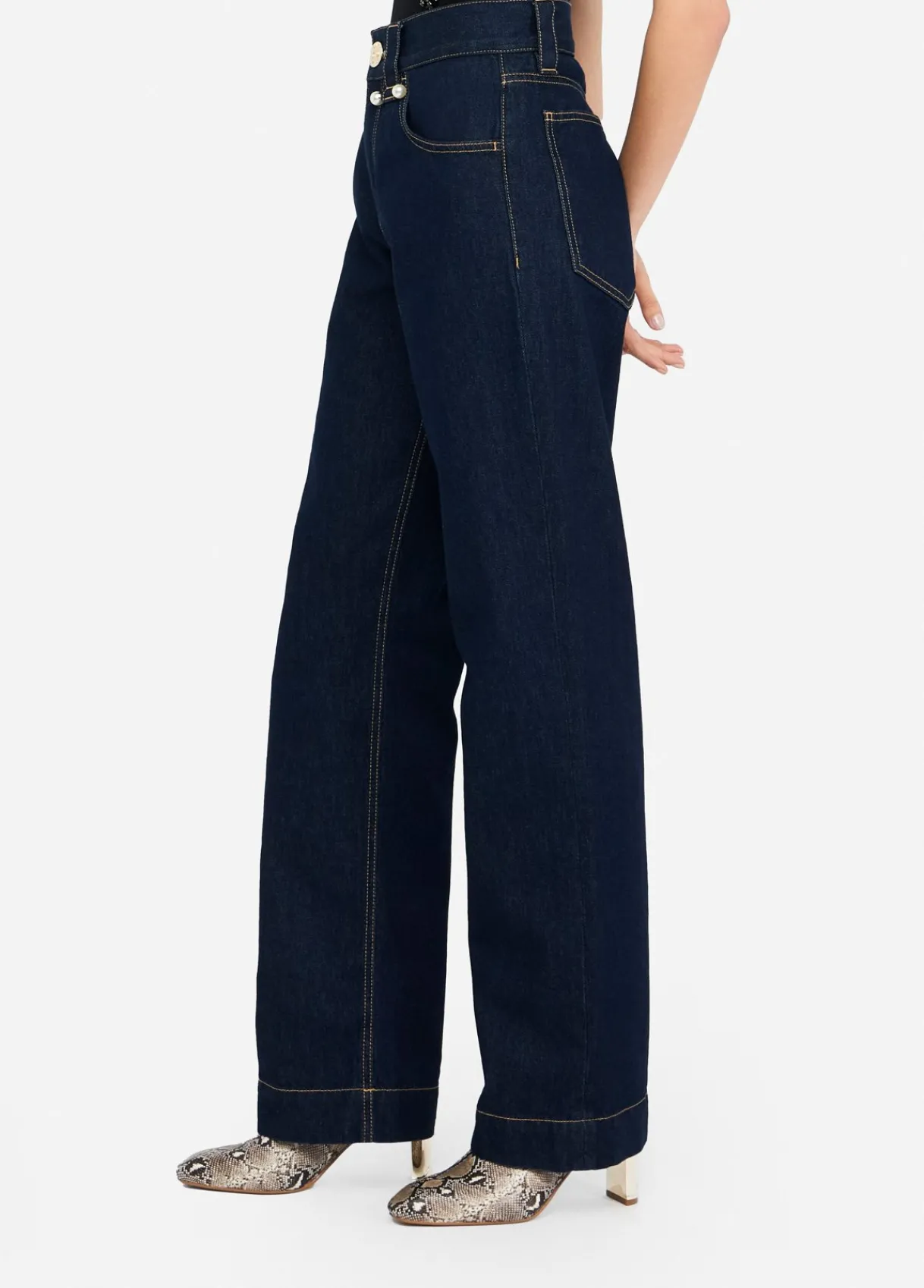 Liu Jo Jean droit avec perles de verre|Femme Jeans Droit