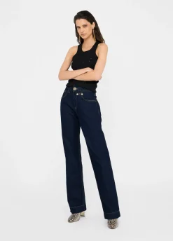 Liu Jo Jean droit avec perles de verre|Femme Jeans Droit
