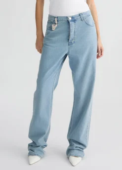 Liu Jo Jean droit bleu clair avec charm bijou|Femme Jeans Droit