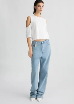 Liu Jo Jean droit bleu clair avec charm bijou|Femme Jeans Droit