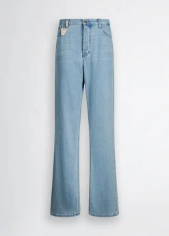 Liu Jo Jean droit bleu clair avec charm bijou|Femme Jeans Droit