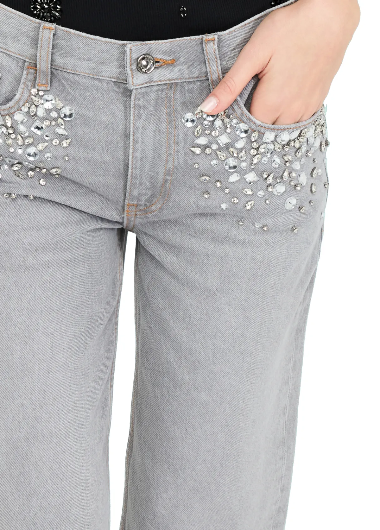 Liu Jo Jean jambe droite avec strass|Femme Jeans Droit