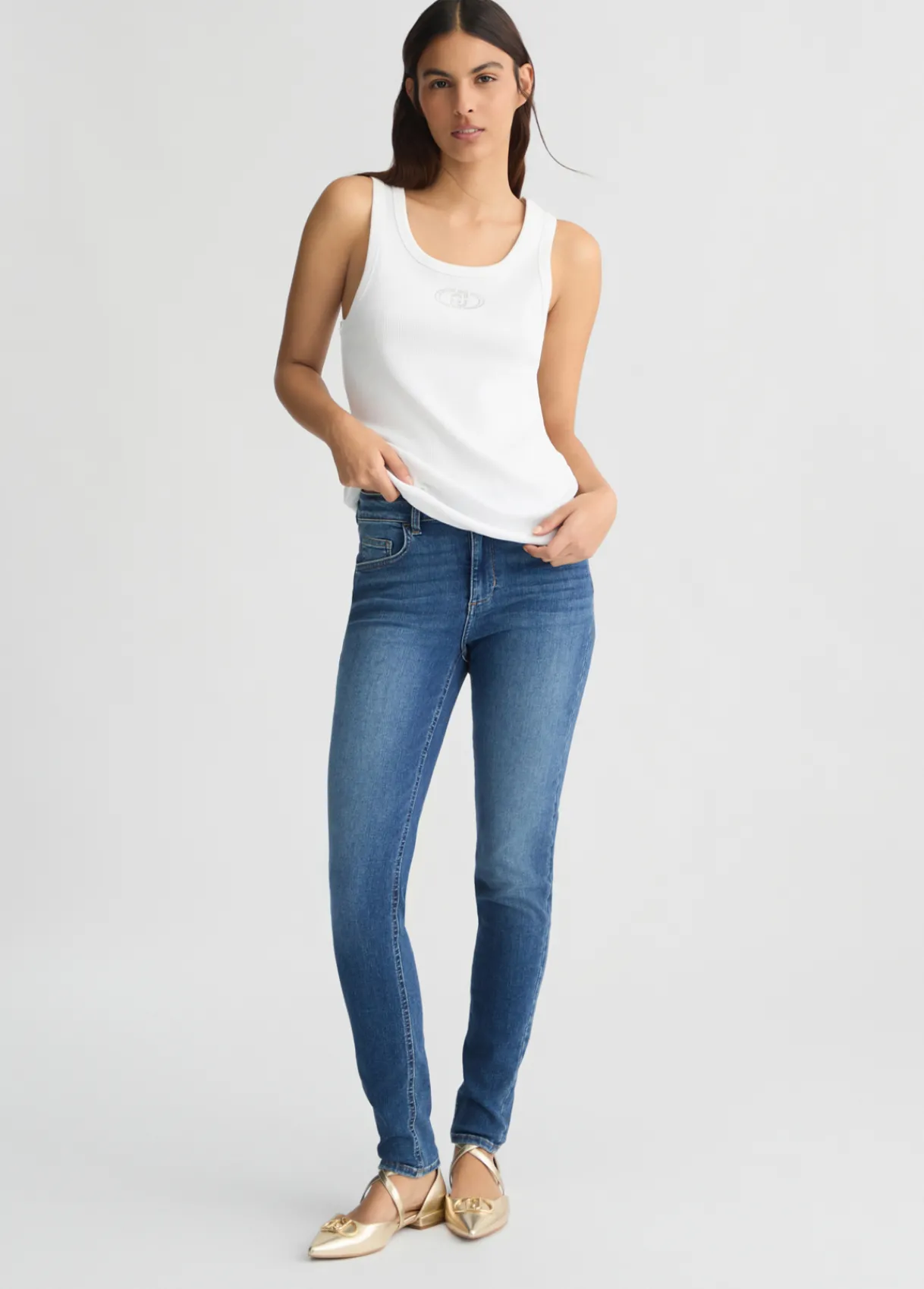 Liu Jo Jean skinny bleu à strass|Femme Jeans Skinny