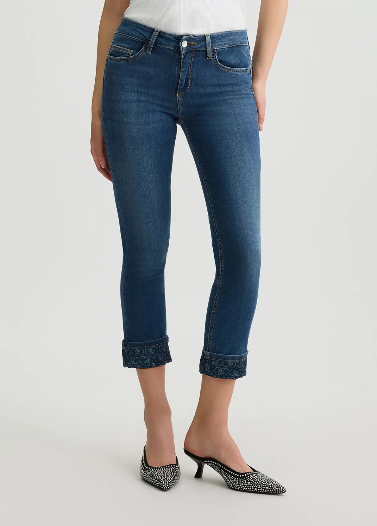 Liu Jo Jean skinny cropped avec revers|Femme Jeans Skinny