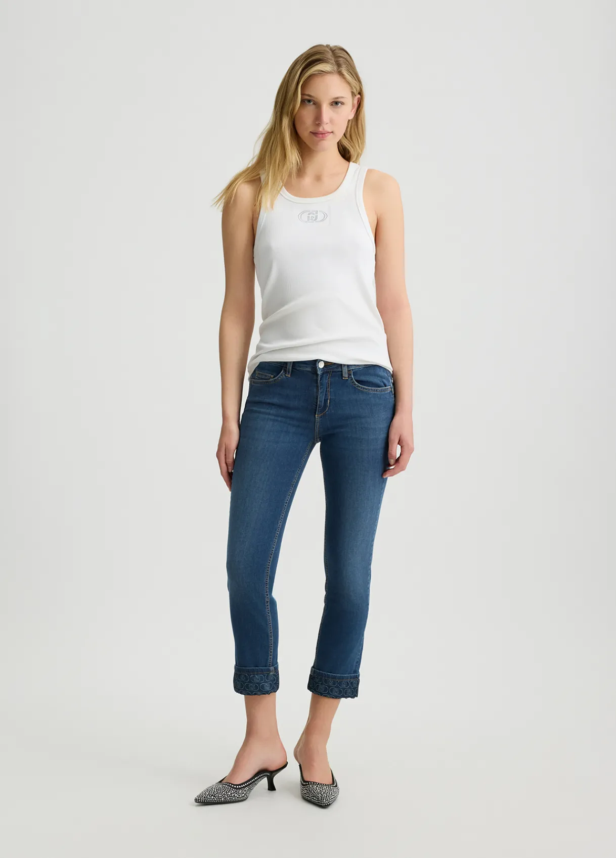 Liu Jo Jean skinny cropped avec revers|Femme Jeans Skinny
