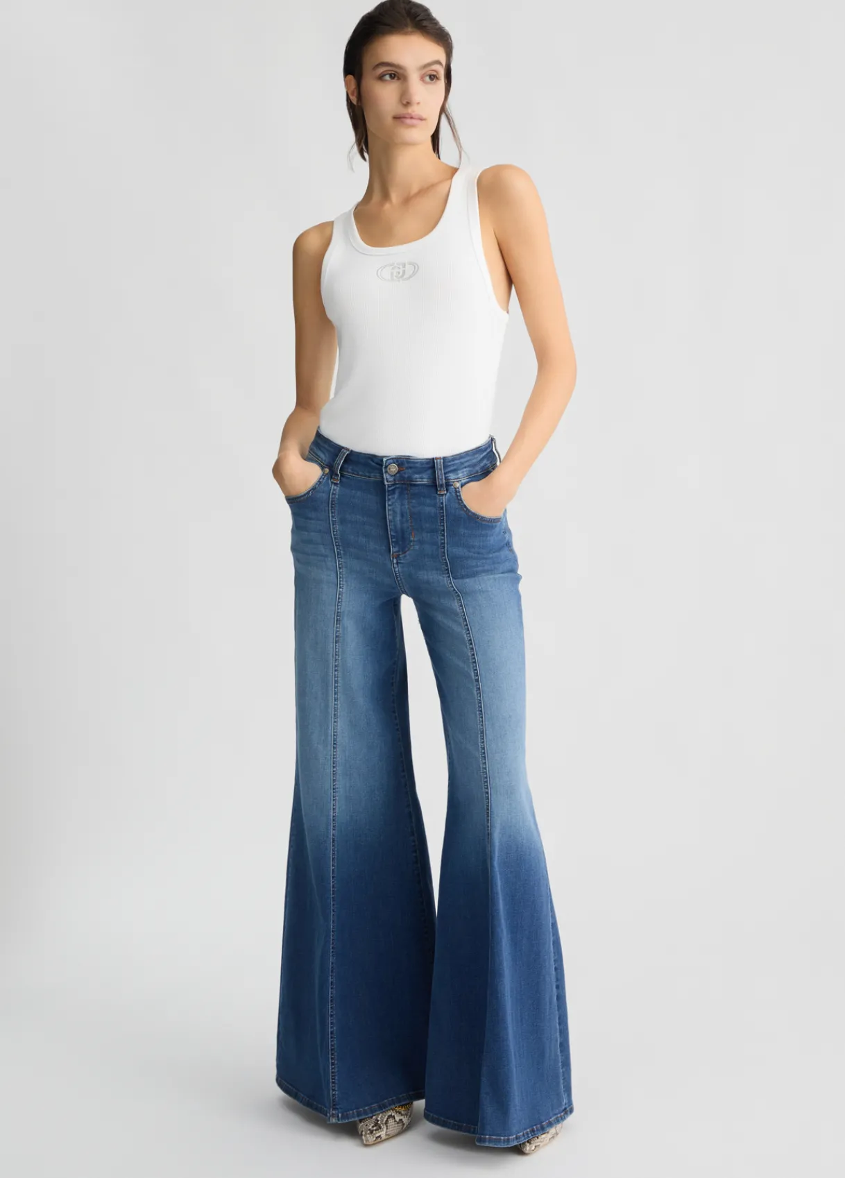 Liu Jo Jean super évasé à taille haute|Femme Jeans Patte D'Eph