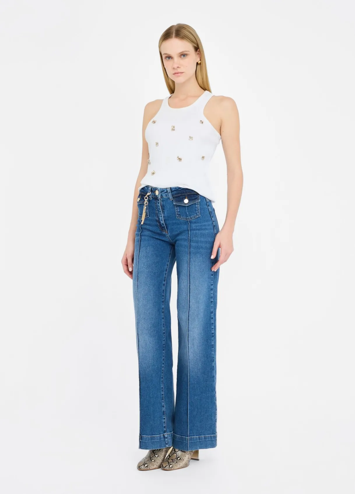 Liu Jo Jean évasé avec breloque bijou|Femme Jeans Patte D'Eph