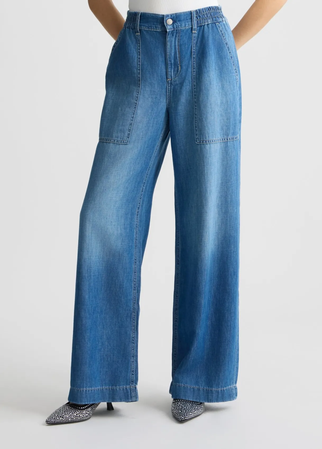 Liu Jo Jean évasé en lin et coton|Femme Jeans Droit