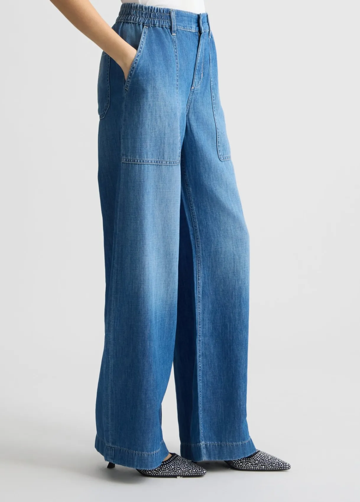 Liu Jo Jean évasé en lin et coton|Femme Jeans Droit
