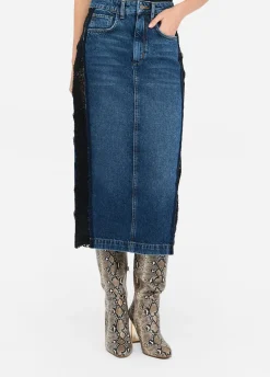 Liu Jo Jupe en denim avec dentelle|Femme Jupes