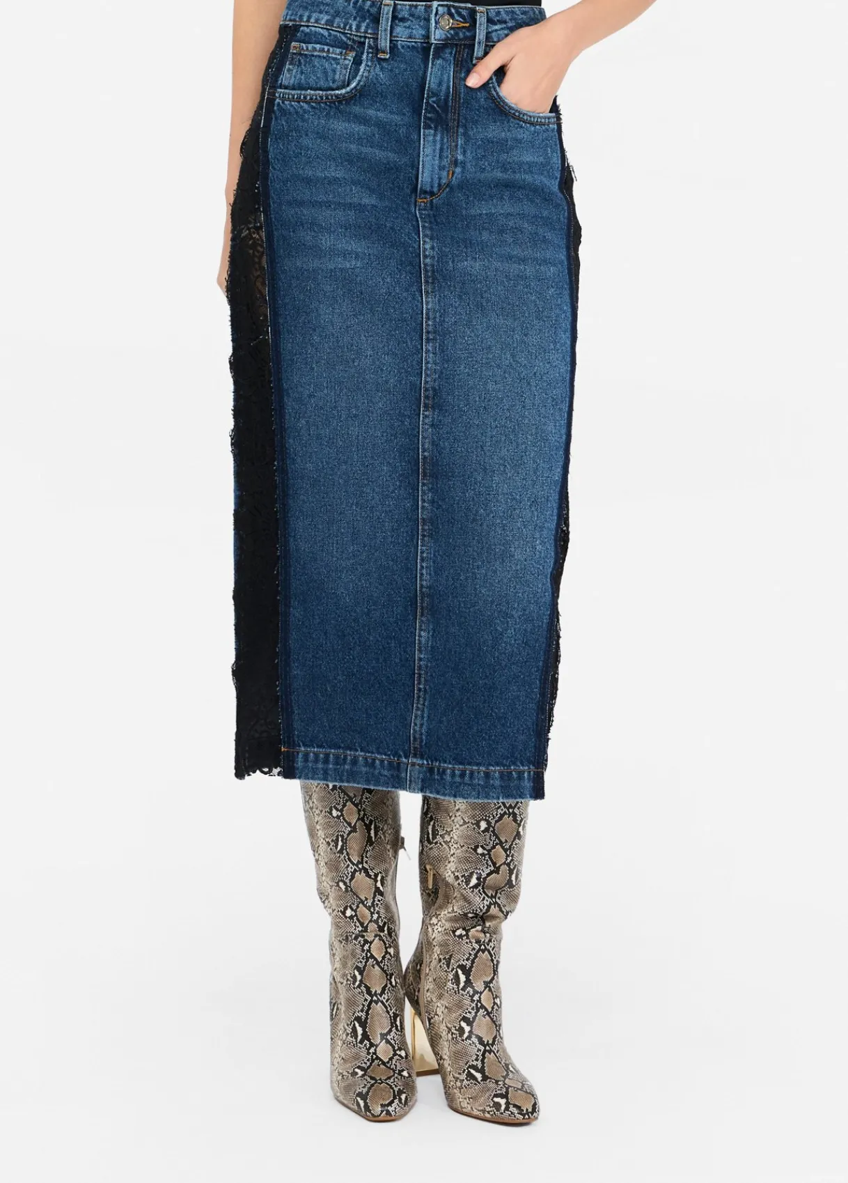 Liu Jo Jupe en denim avec dentelle|Femme Jupes