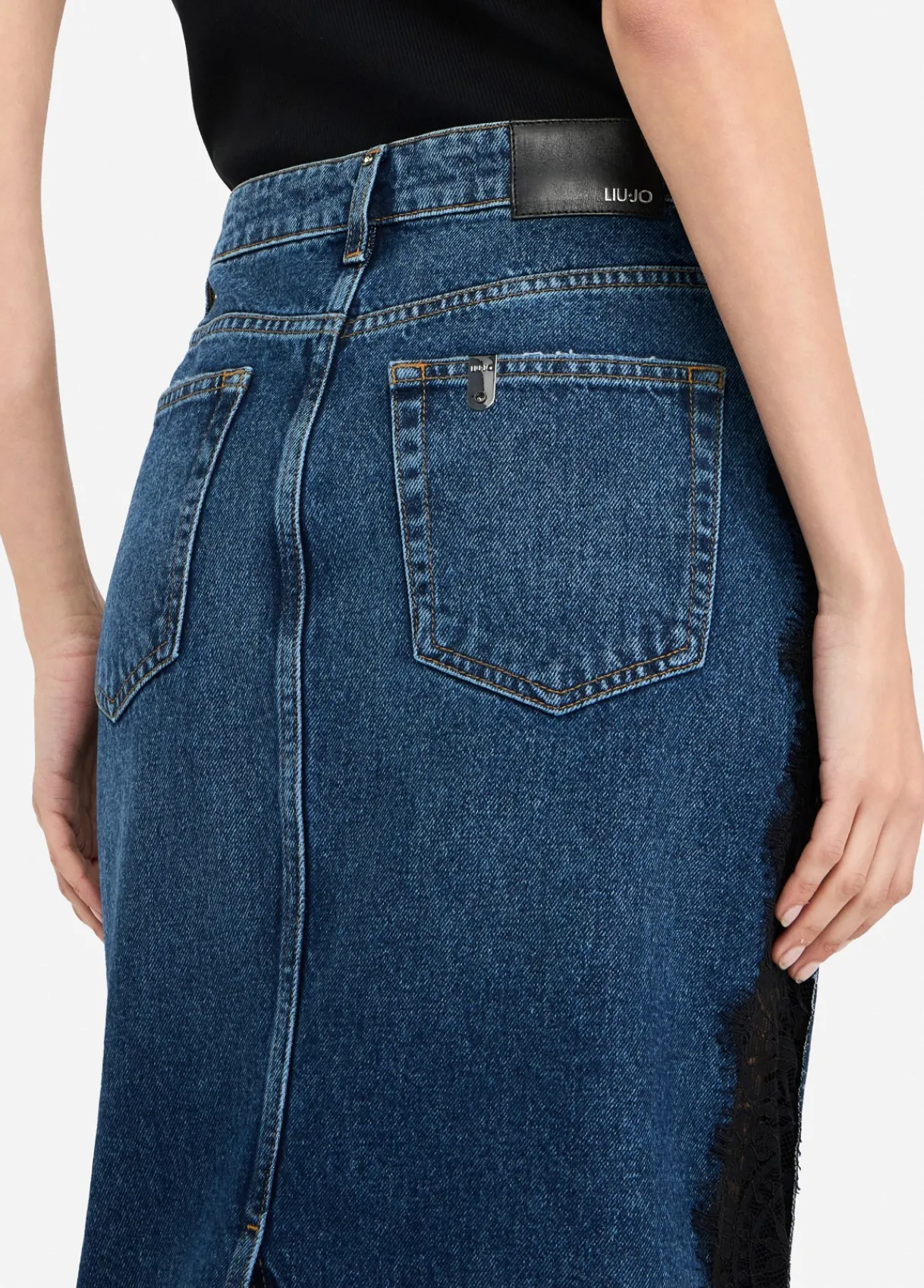 Liu Jo Jupe en denim avec dentelle|Femme Jupes