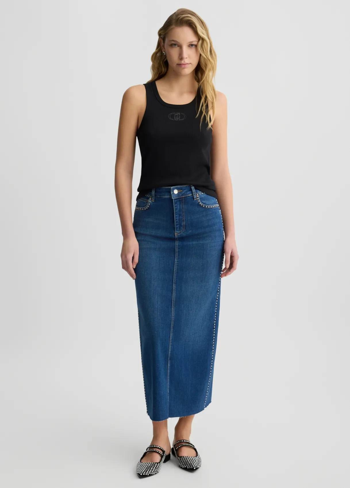 Liu Jo Jupe en toile denim avec clous|Femme Jupes